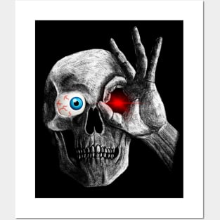 Retro Skull Lover Eye Laser Aesthetic Weirdcore Stuff Posters and Art